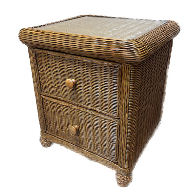 Watkins 2 - Drawer Wicker Nightstand by Bay Isle Home