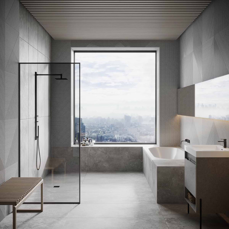 Enso 24x48 Ribbed Matte Fluted Wood Look Porcelain Tile, Gray