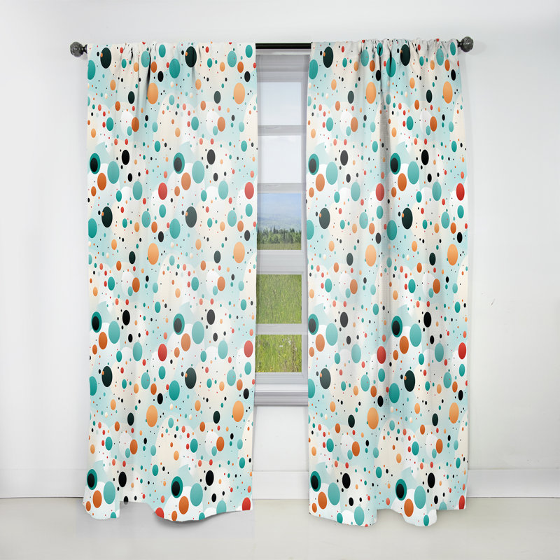 Motif géométrique à pois II - rideau abstrait - rideau obscurcissant - 1 panneau, L 52 po x L 108 po