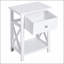 Table d'appoint, table de bout Farmhouse avec tiroir de rangement, tablette ouverte et structure en X, table de chevet