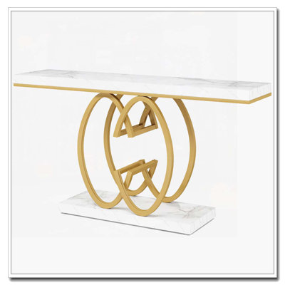55" Long Faux Marble Console Table