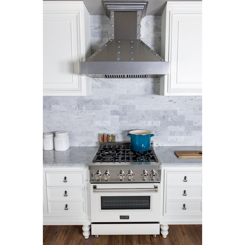 ZLINE 30" Legacy Dual Fuel Range, White Matte Stainless Steel