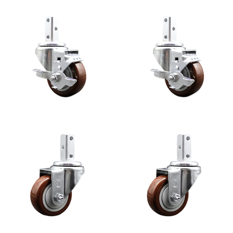 4 Piece Polyurethane Caster Set, Maroon