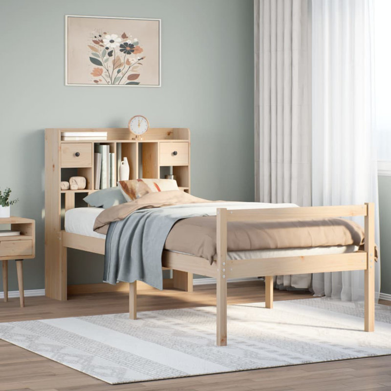 Bookcase Bed Without Mattress Solid Wood Pine, 96 x 228.5 cm