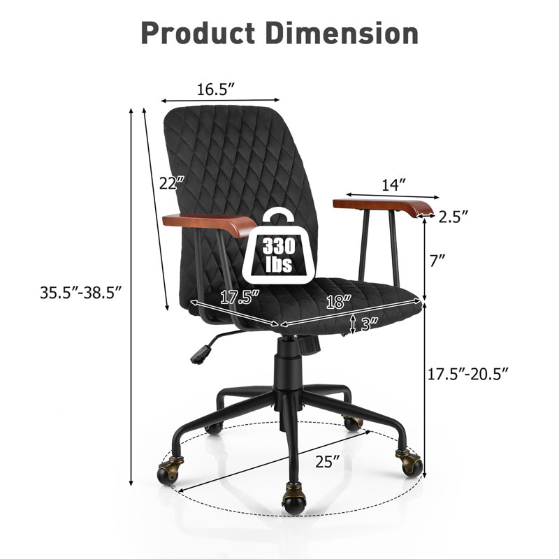 Tressler Velvet Task Chair, Green