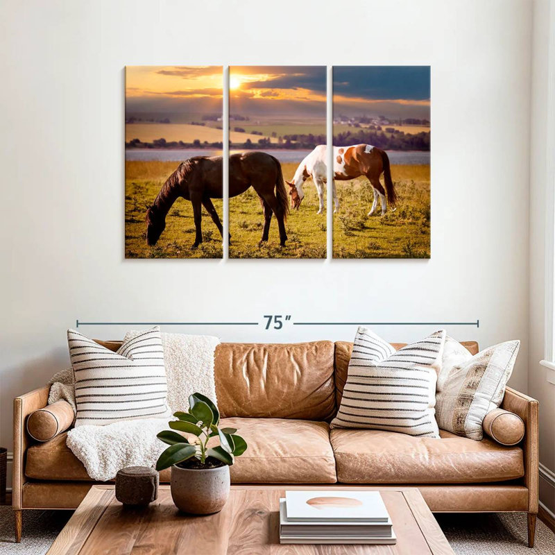 Horses On Pasture, 36" H x 57" W