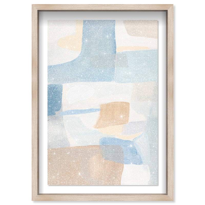 Perimeter Blue (III) Shadowbox Abstract Print by Oliver Gal, Black Frame, 10 x 15, 16.5"H x 11.5"W, Natural Oak Frame