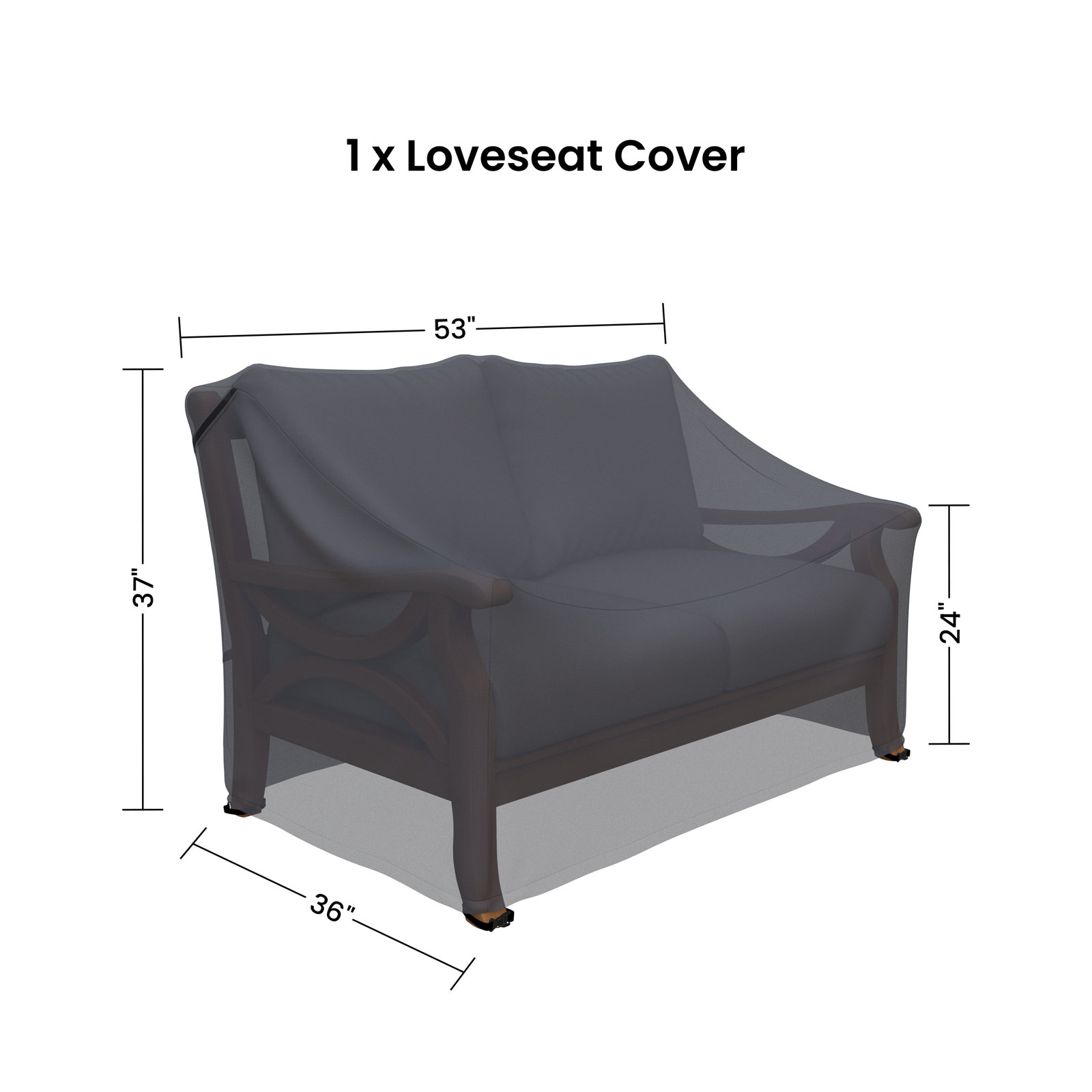 52" Teak Outdoor Patio Loveseat Cover