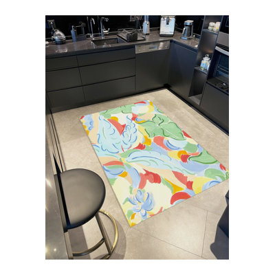 Tapis multicolore à motifs abstraits et lavables