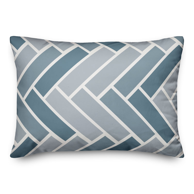 Blue and White Abstract Rectangular Indoor/Outdoor Pillow