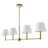 Costa 4-light 48" Adjustable Sloped Brass Pendant - Mid-century Modern Linear Iron Frame with White Linen Shades for Dining Room.-2016872219