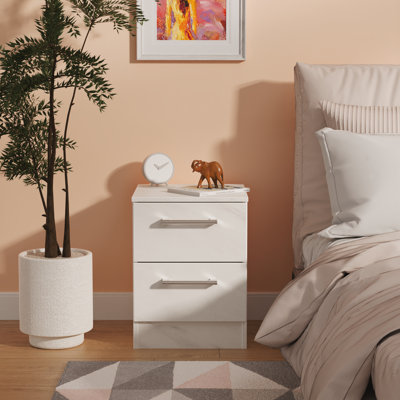 Fully Assembled Lebling 2 DrawerÂ Bedside Table