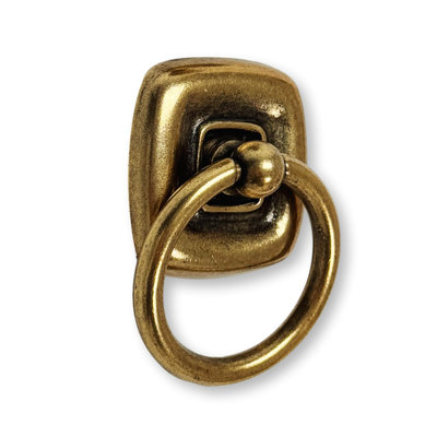 Luca Ring Pull With Backplate In Antique Brass