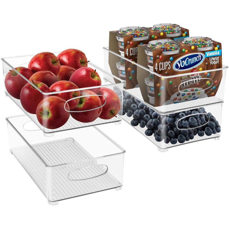 Sorbus 4 Pack Medium Stackable Clear Storage and Organizer Bins with Handles