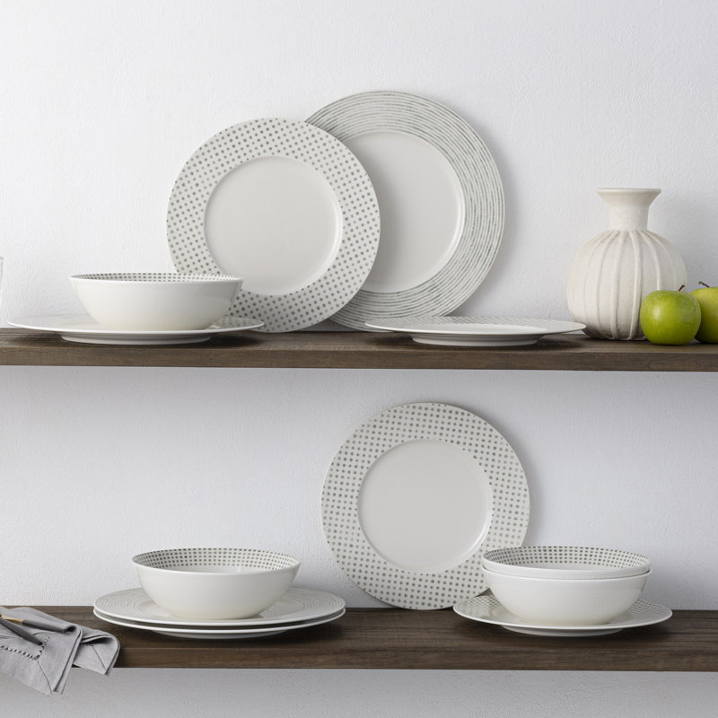 Service de table 12 pièces Noritake, Vert/blanc