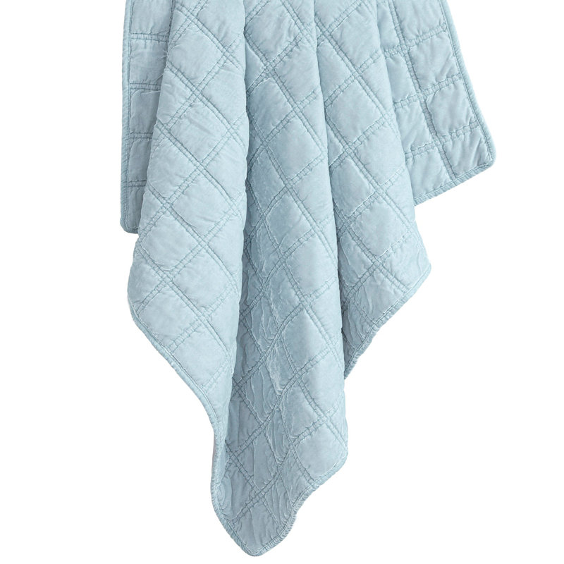 Jeté en velours de soie synthétique Stella, Bleu glacial