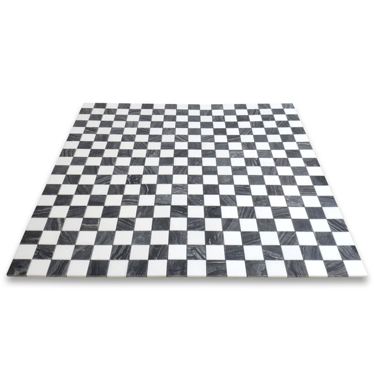 Marble Online Silver Wave Black Forest Thassos White Marble 2X2 Checkerboard  Mosaic Tile Polished - Wayfair Canada