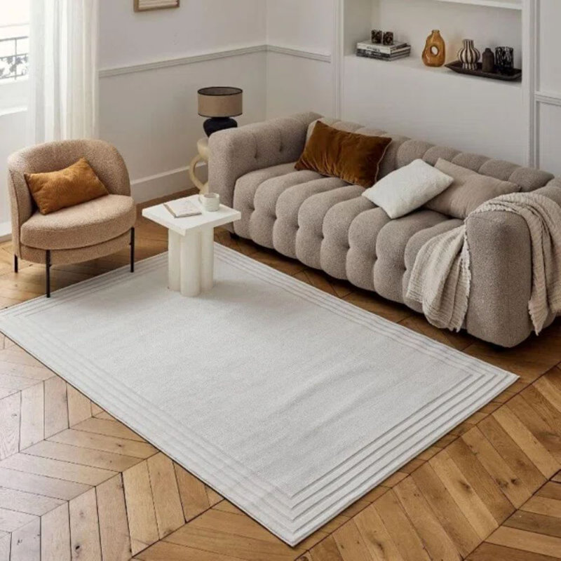Carmel Modern Bordered Cream Area Rug, Runner 80 x 300 cm
