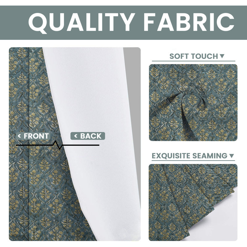 Fabdivine Eyelet Curtains 54x63 Inch Modern Block Print Window Drapes- Vishal Pushp, 54" W x 24" L