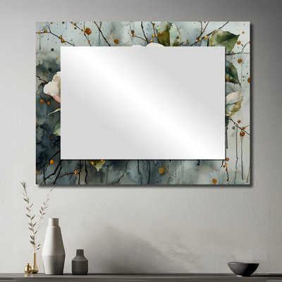 Watercolor of Thorn and Bloom Roses II - Miroir floral pour décoration murale - imprimé sur métal