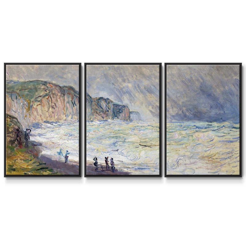 Monet - Toile encadrée multi-pièces, H 40 po x l 78 po x P 2 po, Cadre noir