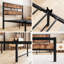 Lit simple avec support à lattes en métal - Tête de lit en bois rétro rustique, sans sommier, assemblage efficace, assemblage facile, repos de nuit confortable-387591680