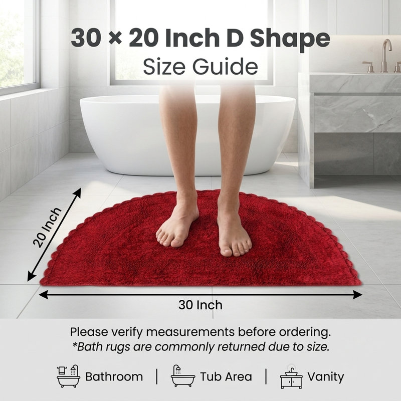 Tapis de bain demi-cercle en dentelle crochetée, Vin rouge