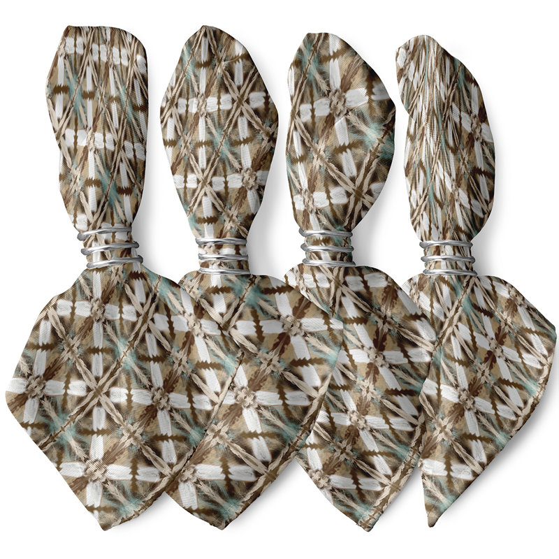 Charlie-May Polyester Geometric Square Napkin, Brown