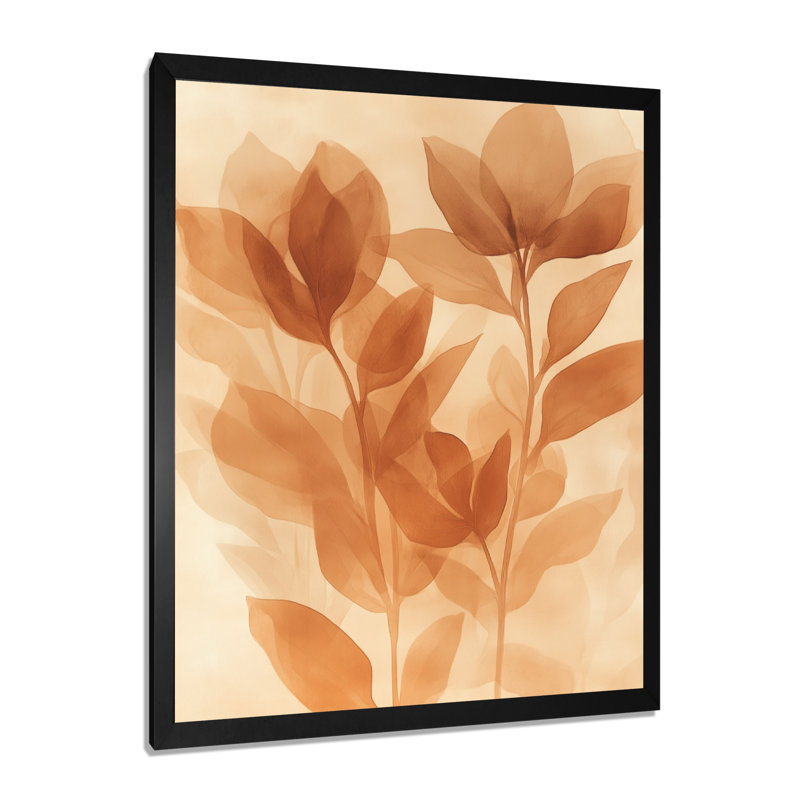 Caramel Ivory Caramel Botanical Fade III - Tableau botanique abstrait encadré, H 44 po x l 34 po, Black Picture Framed