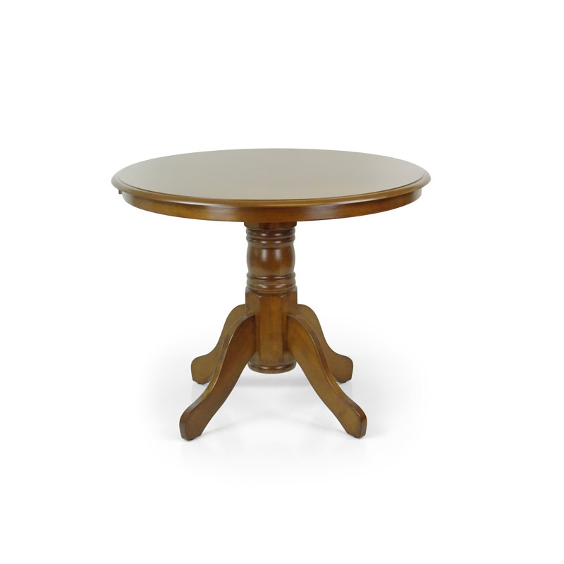 Brown Round Solid Wood Four-Leg Dining Table