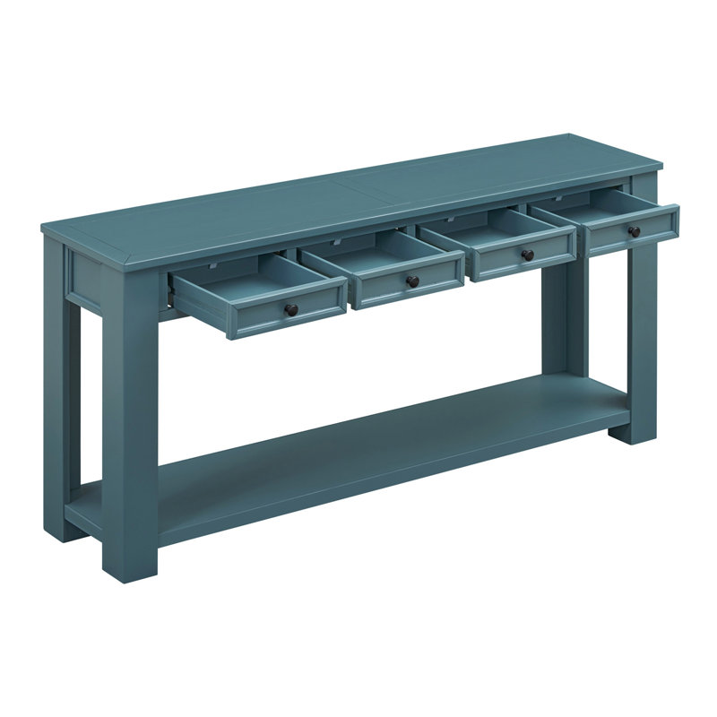 Console en bois massif 63 po Teshayla, Bleu foncé