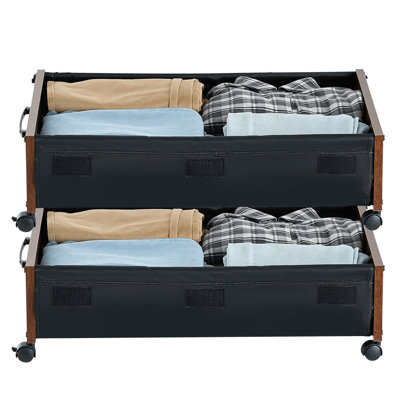 2 Pack Rolling Under Bed Storage Bags with Wheels, Underbed Organizer for Bedroom