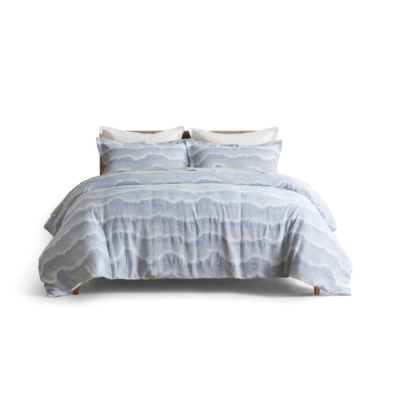 Premium Cotton Jacquard Bedding Sets, King Blue Modern Home Duvet