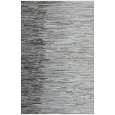 Tapis gris et argent en cuir véritable Modern