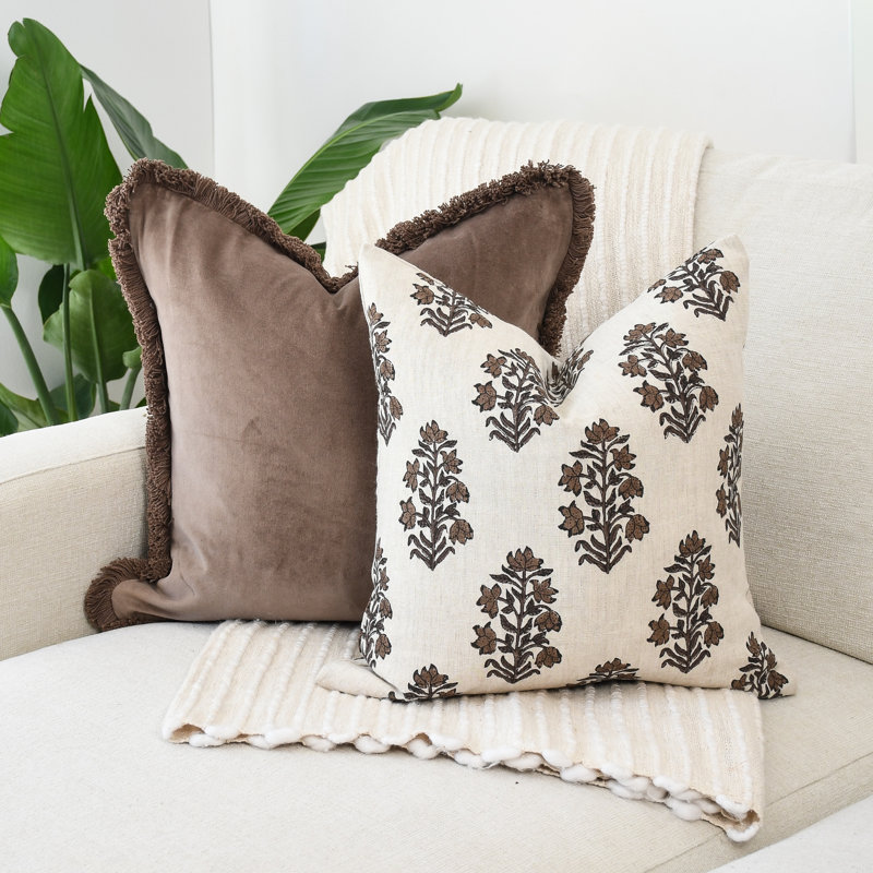 Brown Block Print Pillow Covers
