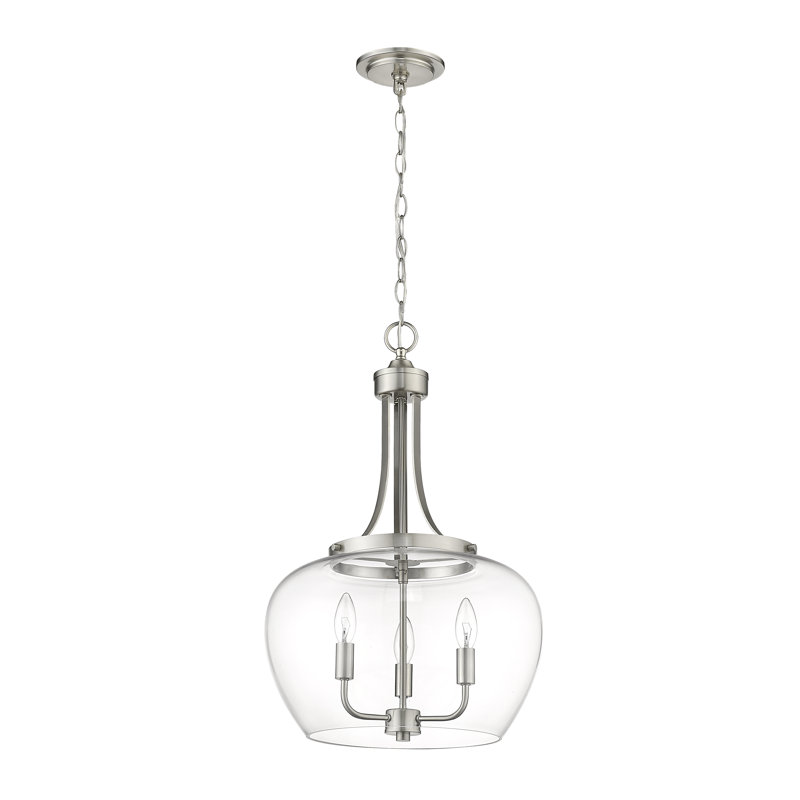 Ambresha 3-Light Single Pendant, Brushed Nickel