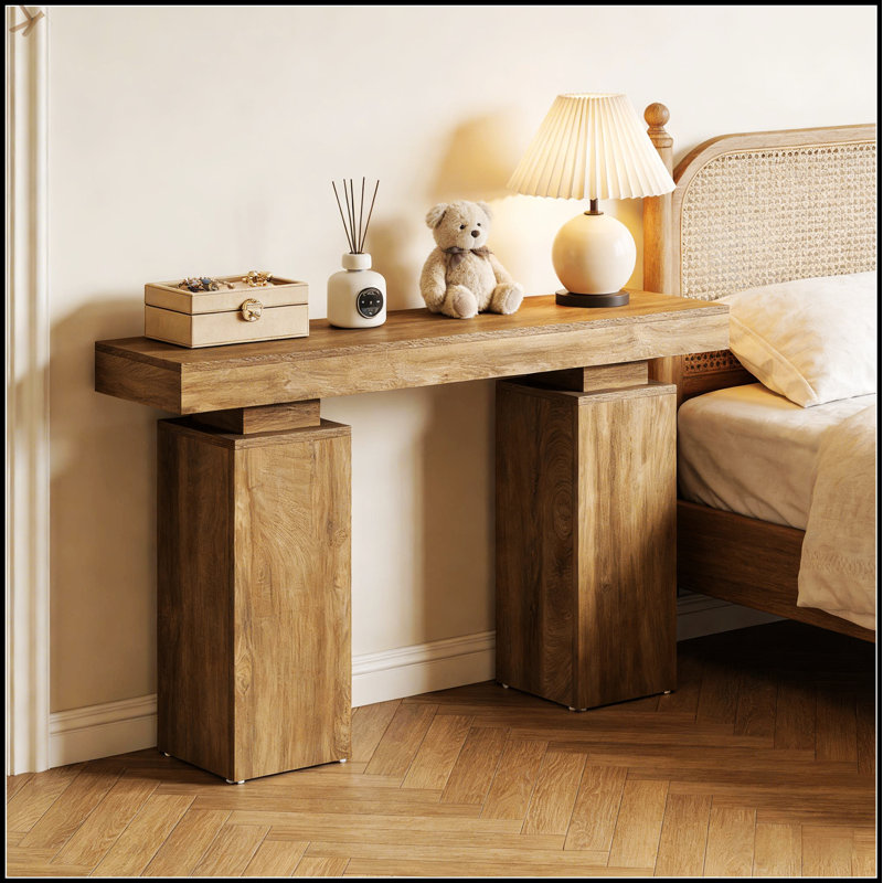 Rustic Farmhouse Console Table With Storage, Perfect For Entryways And Foyer Decor, Combining Modern And Country Styles.
