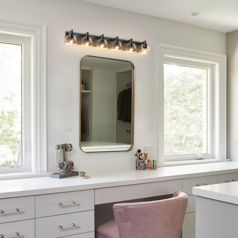 Éclairage de salle de bain mural moderne à 6 lumières à intensité variable pour miroir de salle de bain, salle d'eau, chambre à coucher