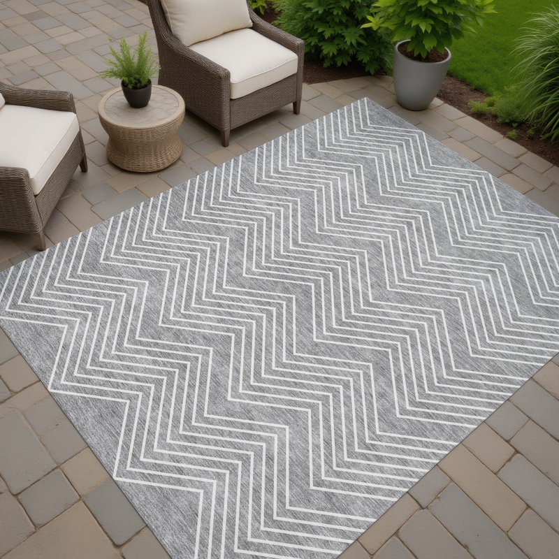 Machine Washable Indoor/Outdoor Kerwin ACN2390 Geometric Rug, Rectangle 10' x 14'