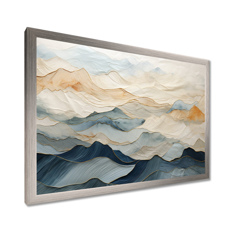 Majestic Mountain Peaks - montagnes, art mural, H 30 po x l 40 po, Cadre photo unique, Argent argent