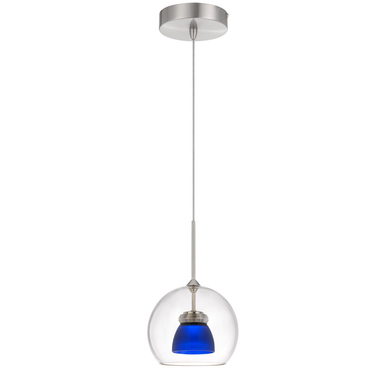 Luminaire suspendu géométrique à 1 lumière Lamanna, Transparent / bleu givré