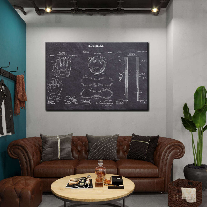 Baseball Patents, reproduction sur toile, H 34 po x l 51 po x P 1,25 po
