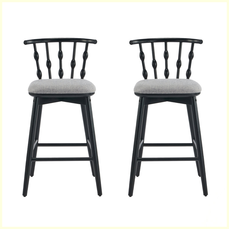 Tabouret de bar en bois, Black, Gris