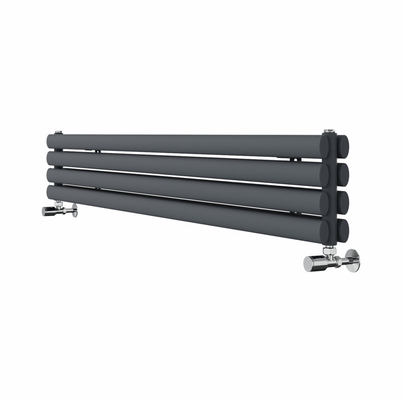 Brunella Oval Panel Radiators, 23.6cm H x 160cm W x 7.8cm D, Anthracite