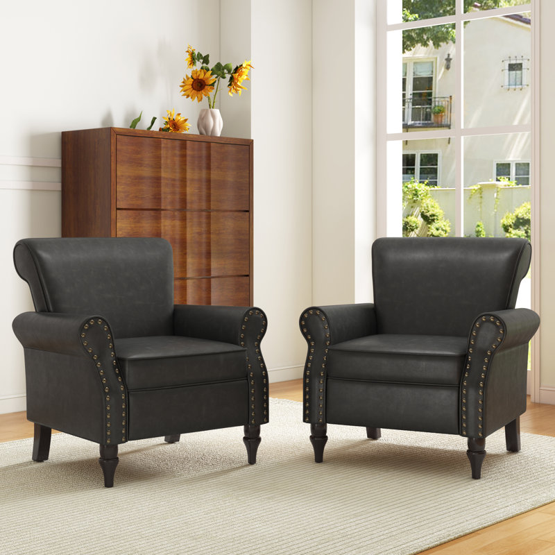 Fauteuil Enoks, Similicuir noir
