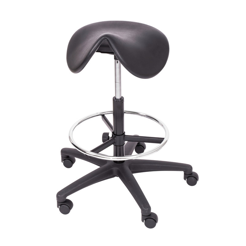 Adjustable Height Ergonomic Stool with Footring and Wheels