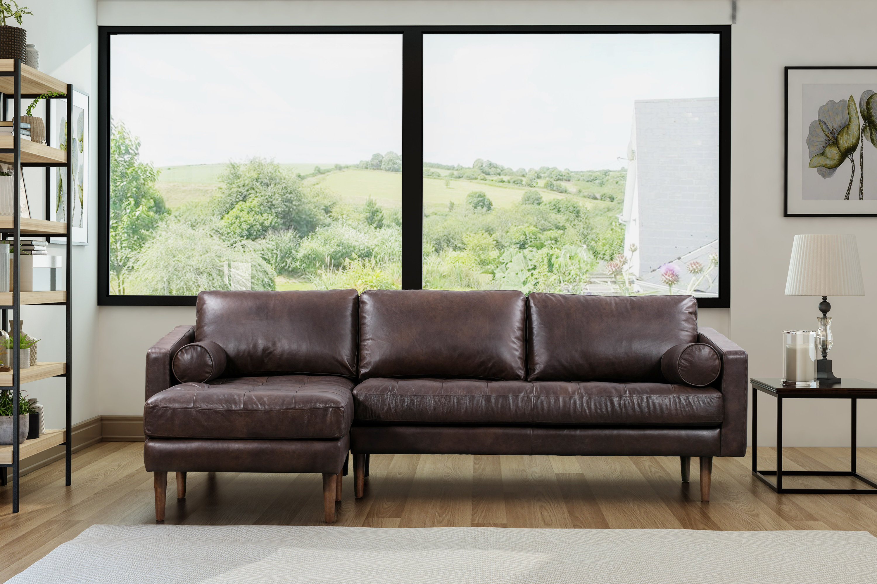 Bismarck 104.5″ Wide Genuine Leather Sofa & Chaise