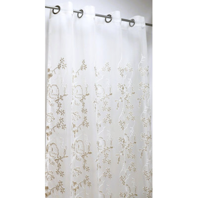 (54 po x 95 po) Anneau diaphane brodé taupe