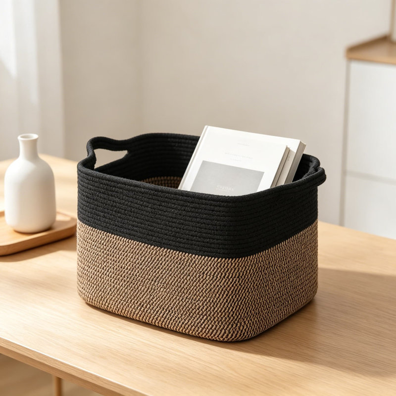 Woven Storage Basket With Handles, 18X14x12 Inch Decorative Laundry, Toy, And Blanket Organizer For Living Room, Bedroom, Or Nursery