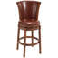 Tabouret de bar pivotant en bois de qualité supérieure avec dossier en bois, brun, comptoir et hauteur de comptoir pour la cuisine-392638065